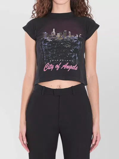 Balenciaga City Of Angels Shrunk T-shirt In Black