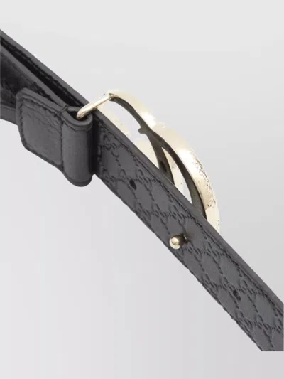 Gucci Adjustable Leather Belt With Embossed Pattern In Gray