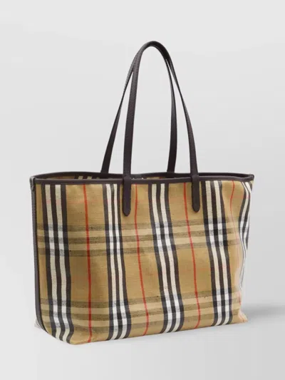 Burberry Beige Highlands Medium Tote Bag In Brown