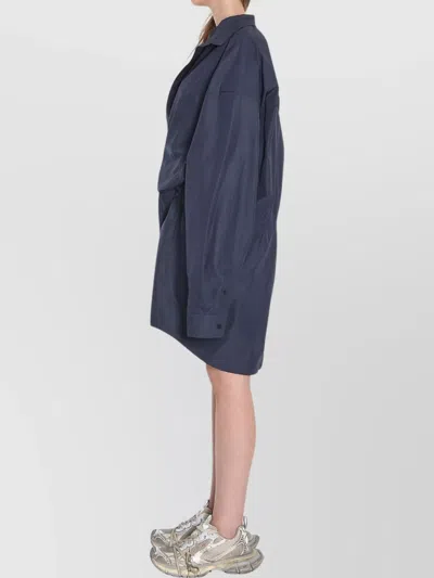 Balenciaga Women Mini Shirt Style Dress In Blue