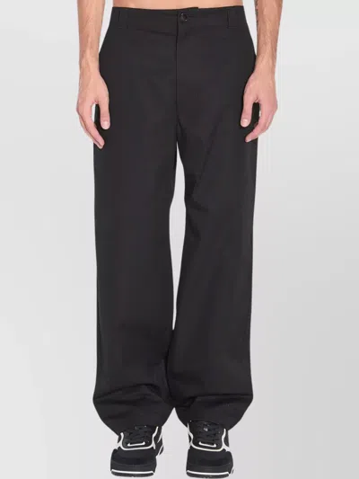 Gucci Men Cotton Twill Trousers With Web Detail In Black