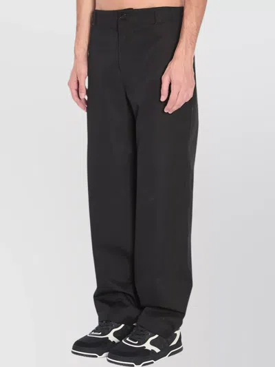 Gucci Men Cotton Twill Trousers With Web Detail In Black