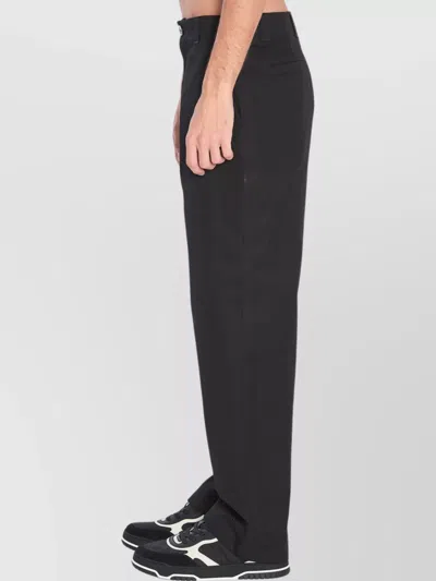 Gucci Men Cotton Twill Trousers With Web Detail In Black