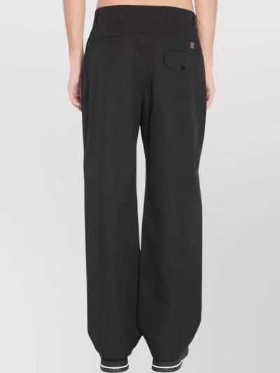 Gucci Men Cotton Twill Trousers With Web Detail In Black