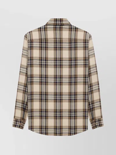 Saint Laurent Cassandre Check Shirt Oversized Tie Collar In Multi