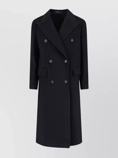 Tagliatore Structured Double-breasted Jacket With Flap Pockets In Black