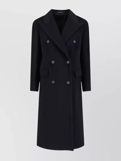 Tagliatore Structured Double-breasted Jacket With Flap Pockets In Black