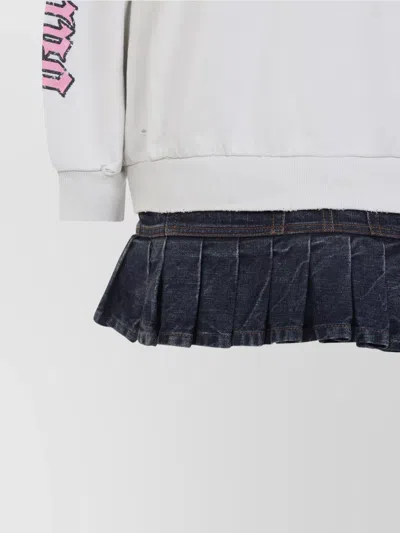 Balenciaga Hybrid Dress In Cotton Jersey And Denim In Blue