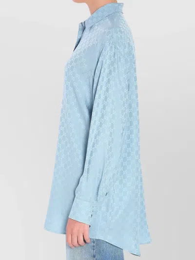 Gucci Silk Shirt With Monogram Motif In Blue