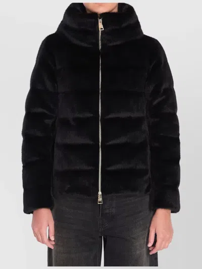 Herno Cape In Marbled Velvet In Black