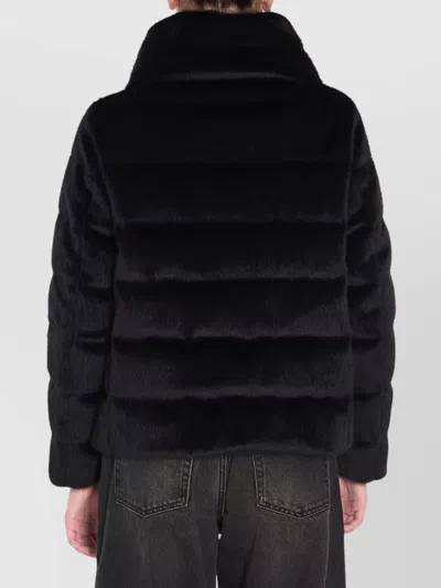 Herno Cape In Marbled Velvet In Black