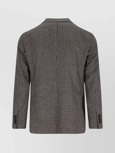 Tagliatore Classic Houndstooth Wool Blazer With Notched Lapels And Button Closure