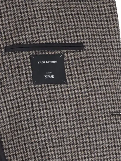 Tagliatore Classic Houndstooth Wool Blazer With Notched Lapels And Button Closure