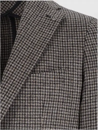 Tagliatore Classic Houndstooth Wool Blazer With Notched Lapels And Button Closure