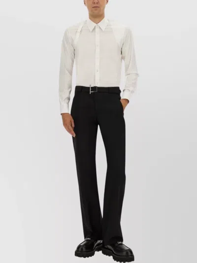 Alexander Mcqueen Pants With T-bar Belt In Black