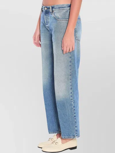Gucci Blue Jeans With Logo Patch On The Rear And Faded Effect In Denim Woman