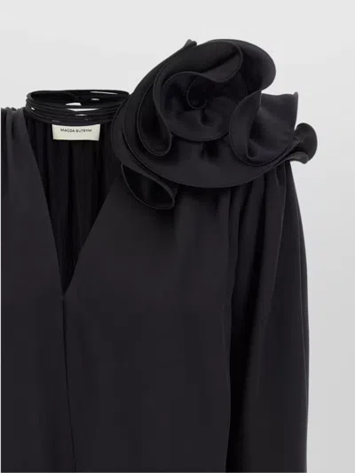 Magda Butrym Herno Dark Blue Nylon Down Jacket In Black