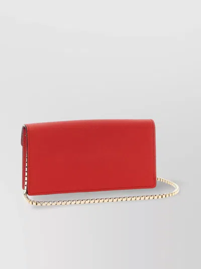 Valextra Chain Strap Rectangular Clutch With Textured Finish In Red