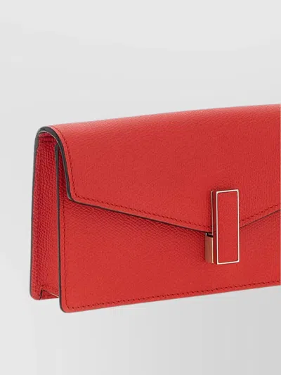 Valextra Chain Strap Rectangular Clutch With Textured Finish In Red