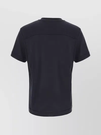 Moncler Lyocell T-shirt With Logo Print In Blue