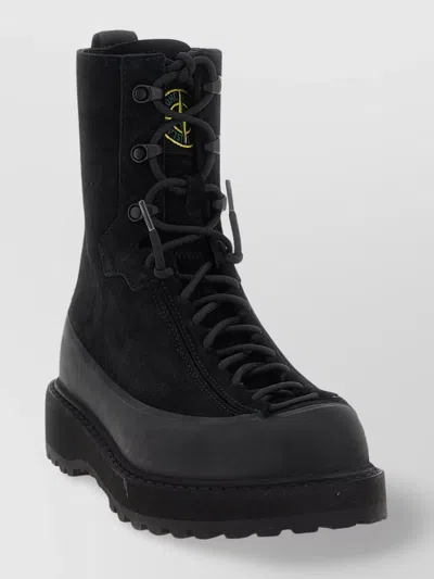 Stone Island Hiking Boot With Dual Lacing And Lug Sole In Black