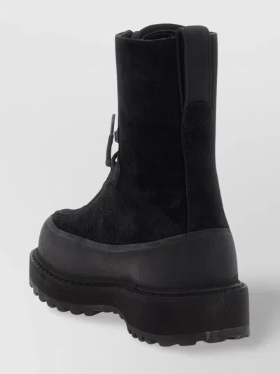 Stone Island Hiking Boot With Dual Lacing And Lug Sole In Black