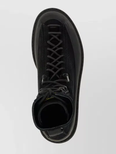 Stone Island Hiking Boot With Dual Lacing And Lug Sole In Black