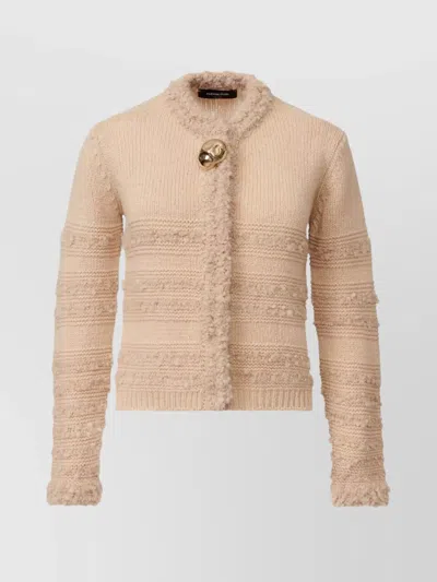 Fabiana Filippi Striped Knit Wool Jacket With Button Detail In Brown