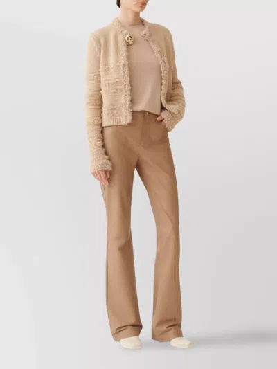 Fabiana Filippi Striped Knit Wool Jacket With Button Detail In Brown