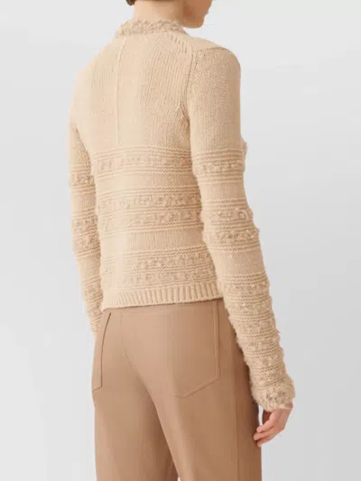 Fabiana Filippi Striped Knit Wool Jacket With Button Detail In Brown