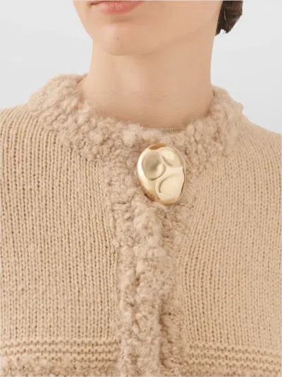 Fabiana Filippi Striped Knit Wool Jacket With Button Detail In Brown