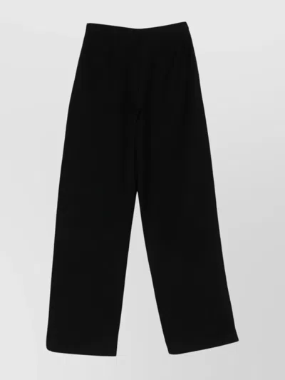 Emporio Armani High-rise Wide-leg Cotton-blend Trousers In Black