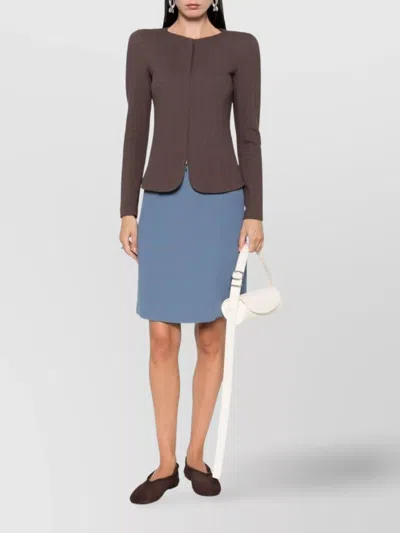 Emporio Armani Chevron Pattern Tailored Fit Blazer Jacket In Brown