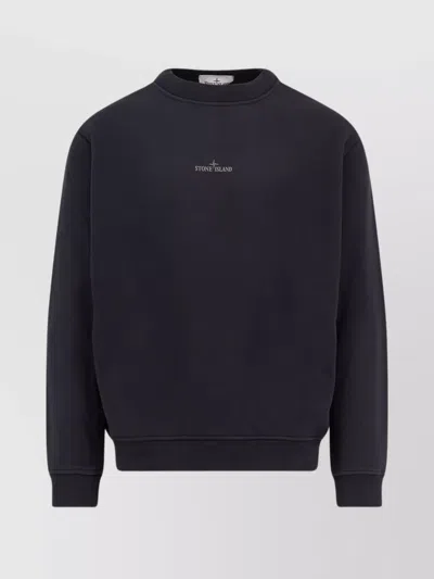 Stone Island Cotton Fleece Oversized Fit Sweatshirt With Industrial Four Print In Gray