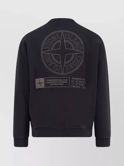 Stone Island Cotton Fleece Oversized Fit Sweatshirt With Industrial Four Print In Gray