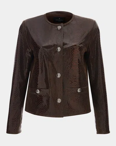 Gorski Metis Python-print Suede Jacket In Brown