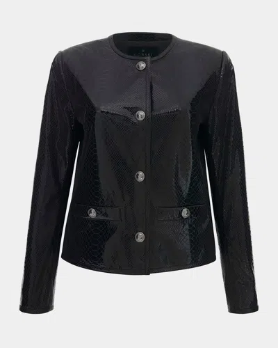 Gorski Metis Python-print Suede Jacket In Black