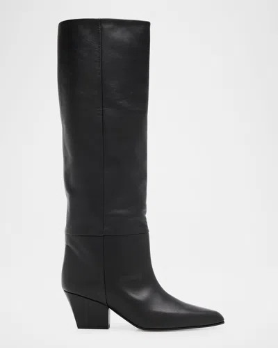 Paris Texas Black Texture-effect Leather Boots In Nude