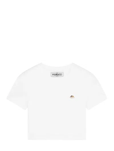 Fiorucci Short Sleeve Cropped Tee In White