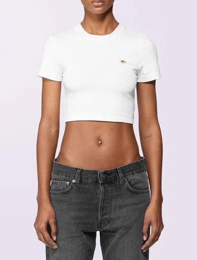 Fiorucci Short Sleeve Cropped Tee In White
