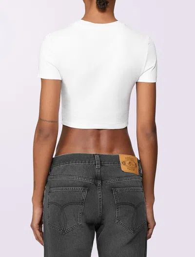 Fiorucci Short Sleeve Cropped Tee In White