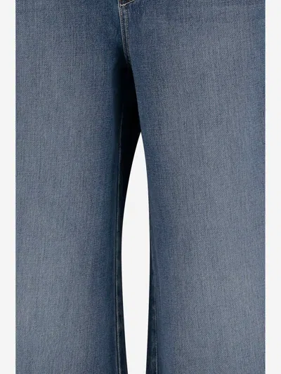 L'agence Split-seam Cotton Jeans In Blue