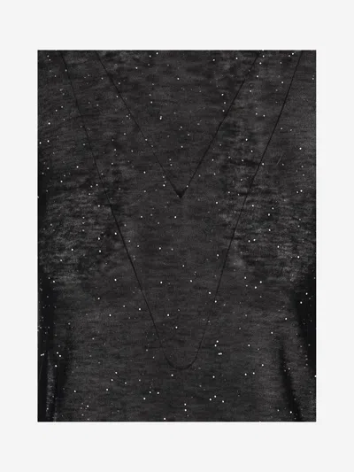 Pinko Semi Sheer Wool Sweater In Black