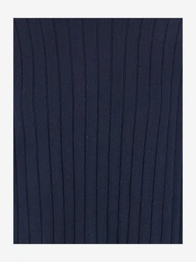 Aspesi Ribbed Wool Sweater In Blue
