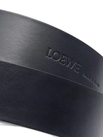 Pre-owned Loewe 花字皮质腰带（2020年代典藏款） In Blue