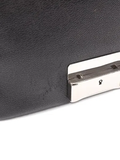 Pre-owned Bvlgari 2000 Leather Clutch Bag In Black