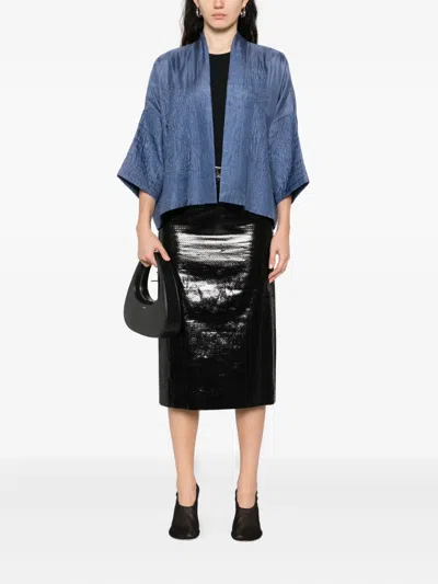 Yavi Textured Silk Jacket In Blue