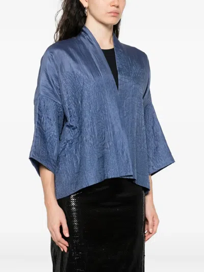 Yavi Textured Silk Jacket In Blue