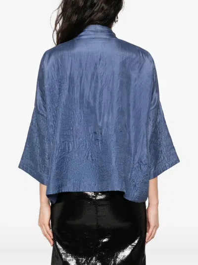 Yavi Textured Silk Jacket In Blue