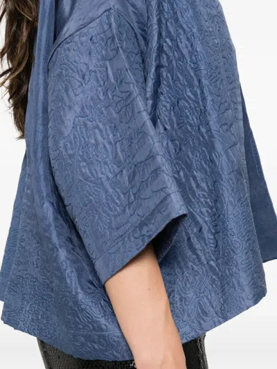 Yavi Textured Silk Jacket In Blue